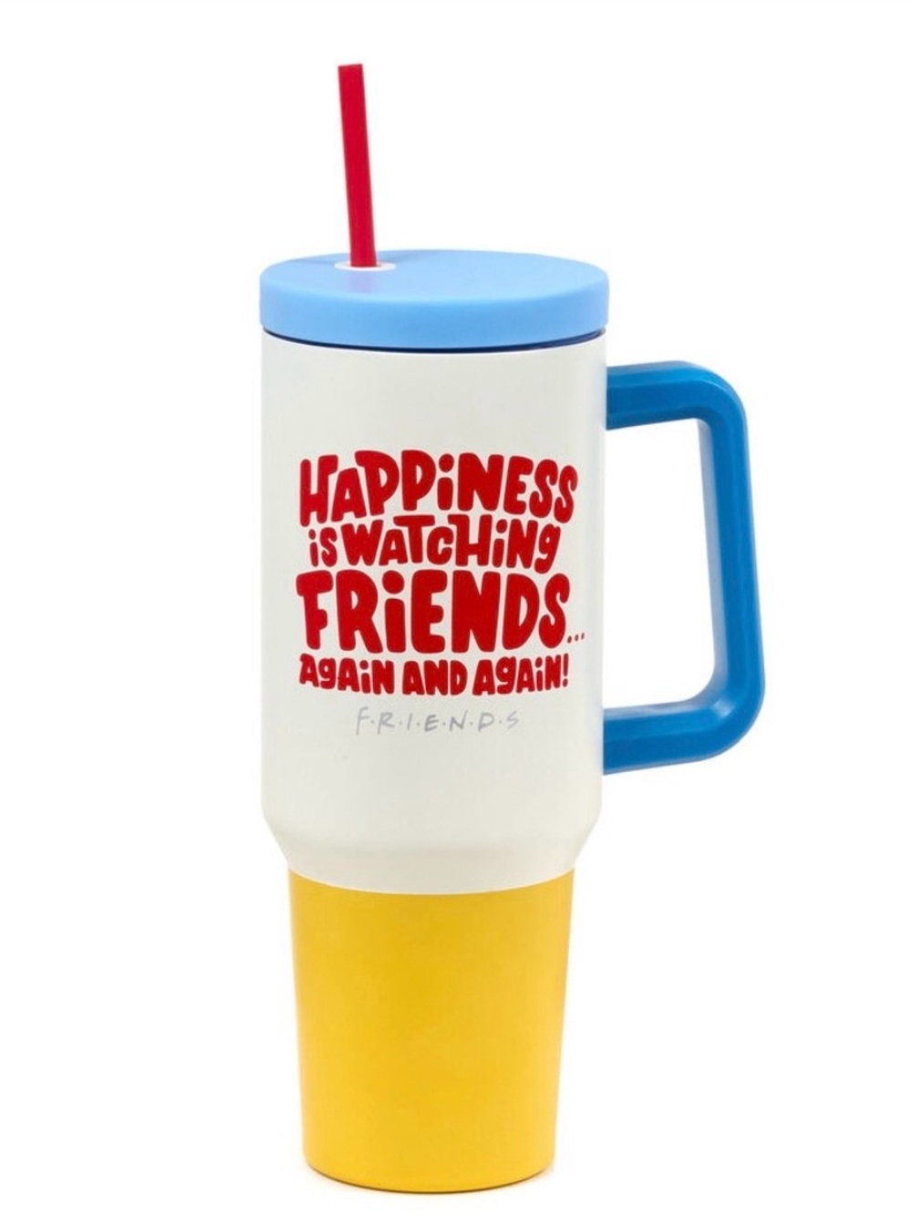 Hallmark Friends "Happiness Is" Insulated Travel Cup With Handle, 42 oz., New